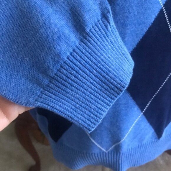 Club Room Argyle Cotton Sweater Blue Size Large - Picture 7 of 7